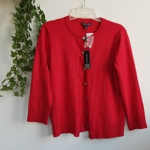 Red cardigan